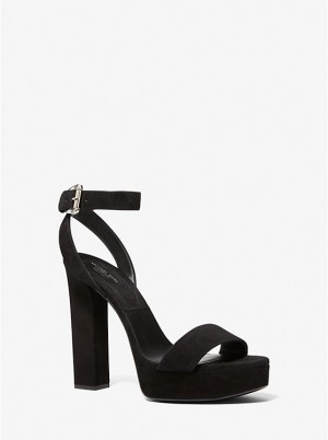 Michael Kors Anabelle Suede Platform Women Sandals BLACK | USAYXY1769