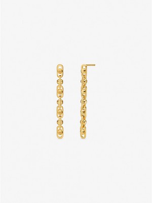 Michael Kors Astor Precious Metal-Plated Sterling Silver Link Drop Women Earrings GOLD | USAKOK1538