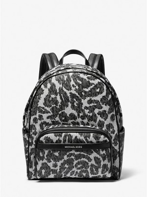 Michael Kors Bex Leopard Logo Women Backpack BLACK COMBO | USACTT1066