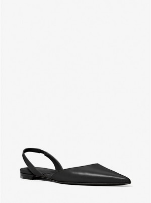 Michael Kors Bridget Leather Flat Women Sandals BLACK | USALIU1797