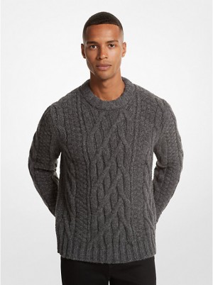 Michael Kors Cable Alpaca Blend Men Sweater ASH | USAOKK2240