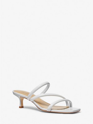 Michael Kors Celia Patent Kitten Women Sandals OPTIC WHITE | USATCX1811