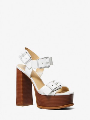 Michael Kors Colby Leather Platform Women Sandals OPTIC WHITE | USAJPG1832