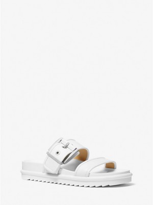 Michael Kors Colby Leather Slide Women Sandals OPTIC WHITE | USALIJ1834