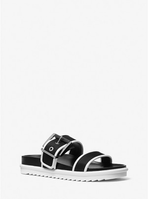 Michael Kors Colby Two-Tone Neoprene Slide Women Sandals OPTIC WHITE/BLK | USABEC1839