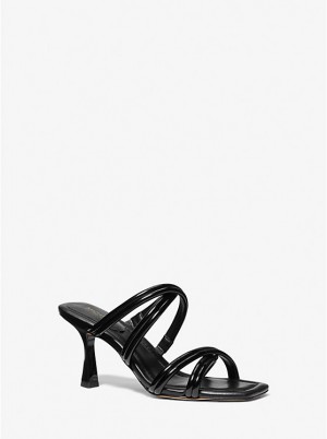 Michael Kors Corrine Patent Women Sandals BLACK | USAVRQ1845