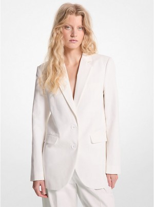 Michael Kors Cotton Blend Twill Blazer Women Jacket WHITE | USAUZV1354