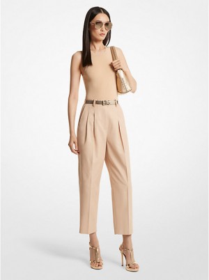 Michael Kors Cotton Blend Twill Cropped Women Pants BUFF | USABEH1428