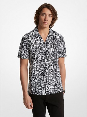 Michael Kors Cotton Camp Men Shirt BLACK COMBO | USAZUJ2212