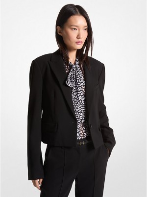 Michael Kors Crepe Cropped Blazer Women Jacket BLACK | USAAHM1358