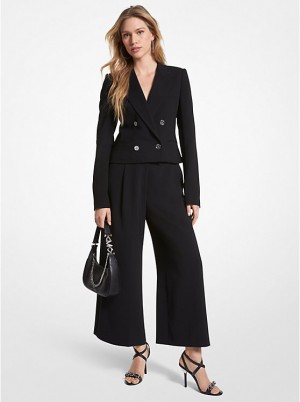 Michael Kors Cropped Crepe Blazer Women Jacket BLACK | USAFDE1361