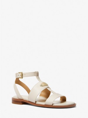 Michael Kors Darcy Leather Women Sandals LT CREAM | USAKOY1850