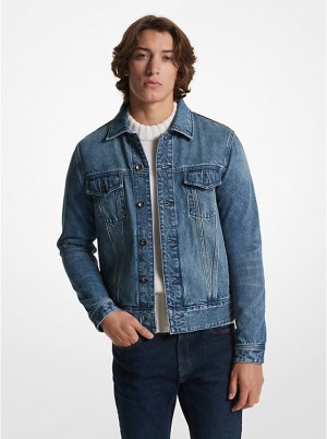 Michael Kors Denim Trucker Men Jacket DUSK BLUE | USAQMS2180