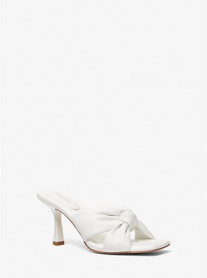 Michael Kors Elena Leather Women Sandals OPTIC WHITE | USAGSO1853