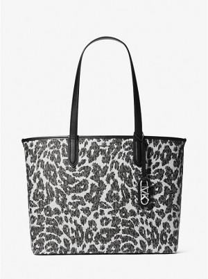 Michael Kors Eliza Extra-Large Leopard Logo Women Tote Bag BLACK COMBO | USARVB1247