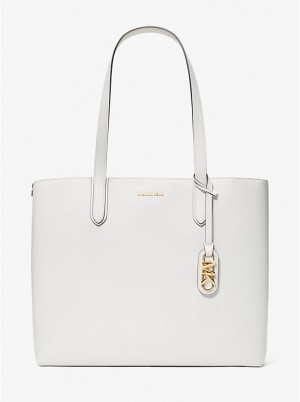 Michael Kors Eliza Extra-Large Pebbled Leather Reversible Women Tote Bag OPTIC WHITE | USAYXM1249