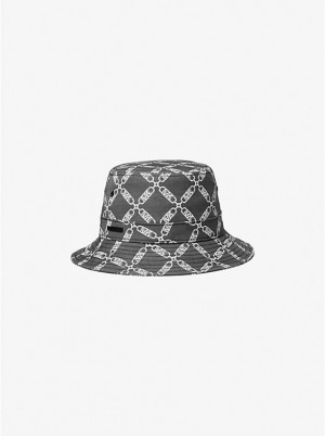 Michael Kors Empire Logo Jacquard Bucket Women Hat BLACK/WHITE | USAXYB1004