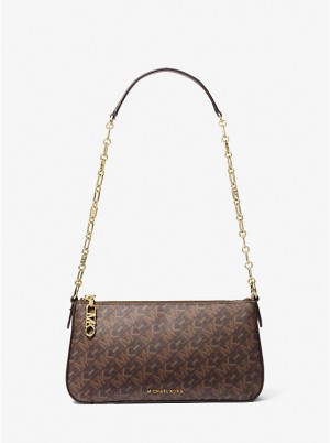 Michael Kors Empire Medium Chain-Link Pochette Women Shoulder Bag BROWN/LUGGAGE | USAGSP1206