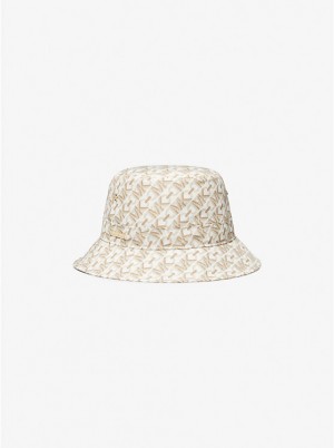 Michael Kors Empire Signature Logo Print Bucket Women Hat BONE | USAVRM1006