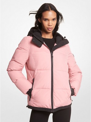 Michael Kors Faux Fur-Trim Quilted Puffer Women Jacket ROYAL PINK | USAMQH1374