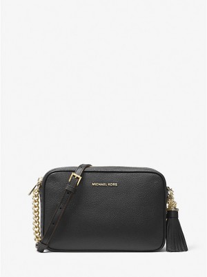 Michael Kors Ginny Leather Women Crossbody Bag BLACK | USAYXX1082