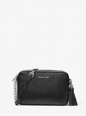 Michael Kors Ginny Leather Women Crossbody Bag BLACK | USATCC1083