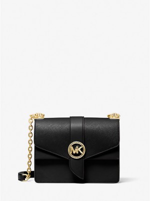 Michael Kors Greenwich Small Saffiano Leather Women Crossbody Bag BLACK | USAQMM1087