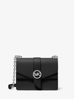 Michael Kors Greenwich Small Saffiano Leather Women Crossbody Bag BLACK | USAQMM1088