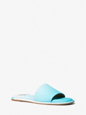 Michael Kors Hayworth Ombré Logo Slide Women Sandals OCEAN BLUE | USATCQ1872