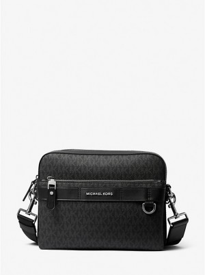 Michael Kors Hudson 2-in-1 Logo Men Crossbody Bag BLACK | USAZUX2108