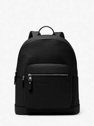 Michael Kors Hudson Leather Commuter Men Backpack BLACK | USACTP2097