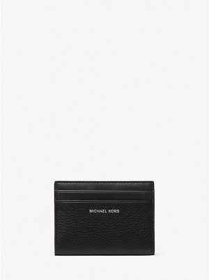 Michael Kors Hudson Pebbled Leather Bifold Men Wallet BLACK | USAHAV2164