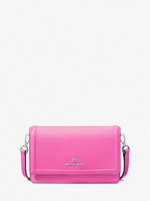 Michael Kors Jet Set Small Pebbled Leather Smartphone Convertible Women Crossbody Bag CERISE | USAKOJ1105