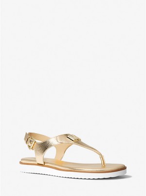 Michael Kors Jilly Metallic Women Sandals PALE GOLD | USAKOF1885