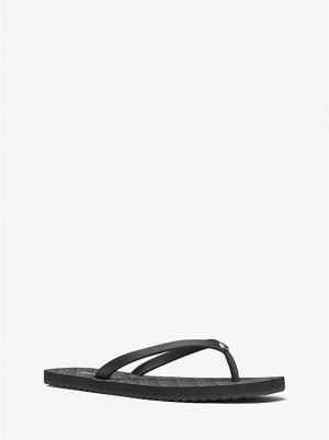 Michael Kors Jinx Logo Flip Flop Women Sandals BLACK | USAZUH1887