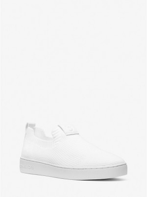 Michael Kors Juno Stretch Knit Slip-On Women Sneakers OPTIC WHITE | USAMQK1997