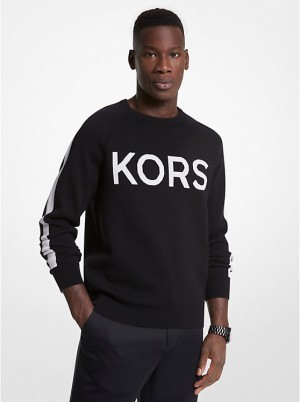 Michael Kors KORS Cotton Blend Men Sweater BLACK | USAHAN2247