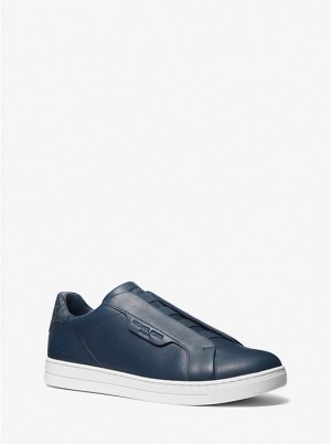 Michael Kors Keating Leather Slip-On Men Sneakers NAVY | USAAHB2273