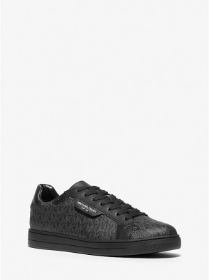 Michael Kors Keating Logo and Leather Men Sneakers BLACK | USAOKM2275