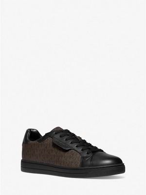 Michael Kors Keating Logo and Leather Men Sneakers BROWN/BLK | USAILM2276