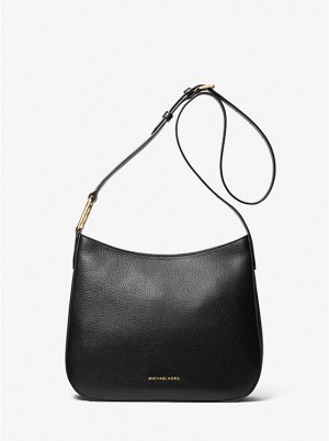 Michael Kors Kensington Large Pebbled Leather Women Crossbody Bag BLACK | USAZUL1107