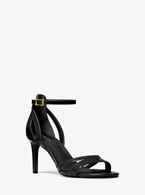 Michael Kors Kimberly Patent Leather Women Sandals BLACK | USAJPT1903