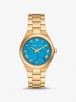 Michael Kors Lennox Gold-Tone Women Watch TURQUOISE | USABEP1584