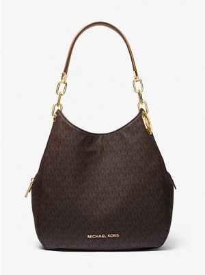 Michael Kors Lillie Large Logo Women Tote Bag BRN/ACORN | USAJPP1260