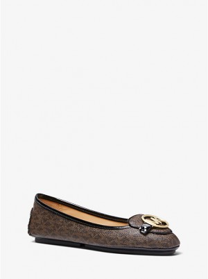 Michael Kors Lillie Logo Moccasin Women Flats BROWN | USAHAF1696