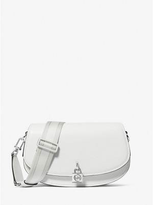 Michael Kors Mila Medium Leather Women Messenger Bag OPTIC WHITE | USABEM1168