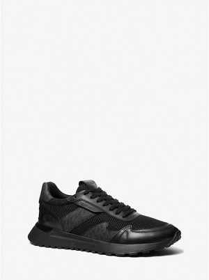 Michael Kors Miles Mixed-Media Men Trainers BLACK | USAYXD2289