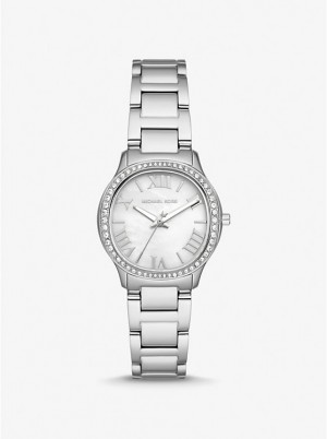 Michael Kors Mini Sage Pavé Silver-Tone Women Watch SILVER | USATCA1612