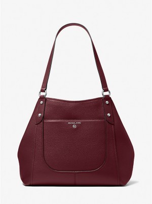 Michael Kors Molly Large Pebbled Leather Women Shoulder Bag MERLOT | USAGSY1229