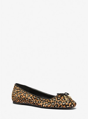 Michael Kors Nori Leopard Print Calf Hair Ballet Women Flats BLACK COMBO | USASGK1700